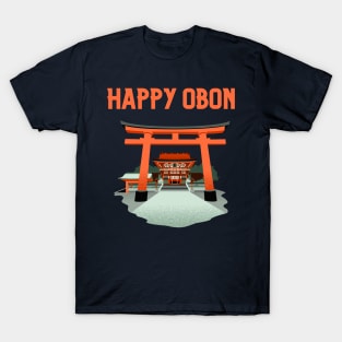 Happy Obon Torii Gate Temple T-Shirt